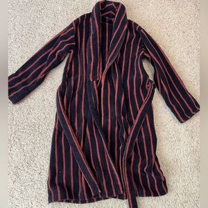 Brooklinen Unisex Super-Plush Robe Turkish Cotton Striped Navy Orange small